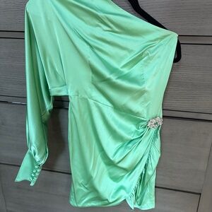 Green off the shoulder dress